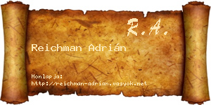 Reichman Adrián névjegykártya